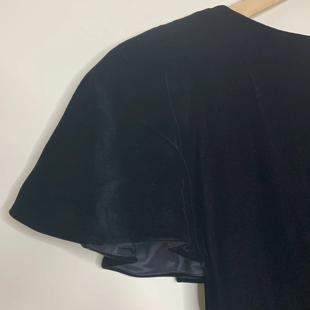 Scaasi Boutique | Neiman Marcus Vintage Black Velvet Tiered Ruffle Party Dress